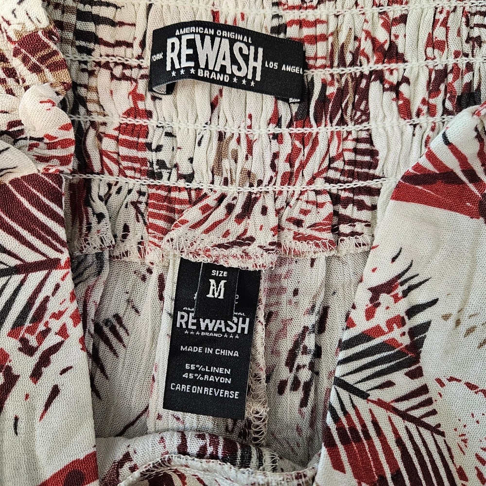 Rewash Brand Wide Leg High Waist Linen Pants Boho Beach Vacation NWOT Med - Picture 4 of 9